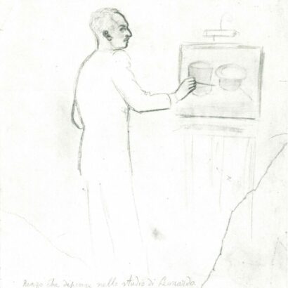 Renzo Bongiovanni Radice che dipinge nello studio di Leonardo Borgese 1931 e 32